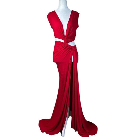 Sid Neigum Triple Loop Knit Dress in Red X-Small New Womens Long Maxi Gown - Picture 6 of 16